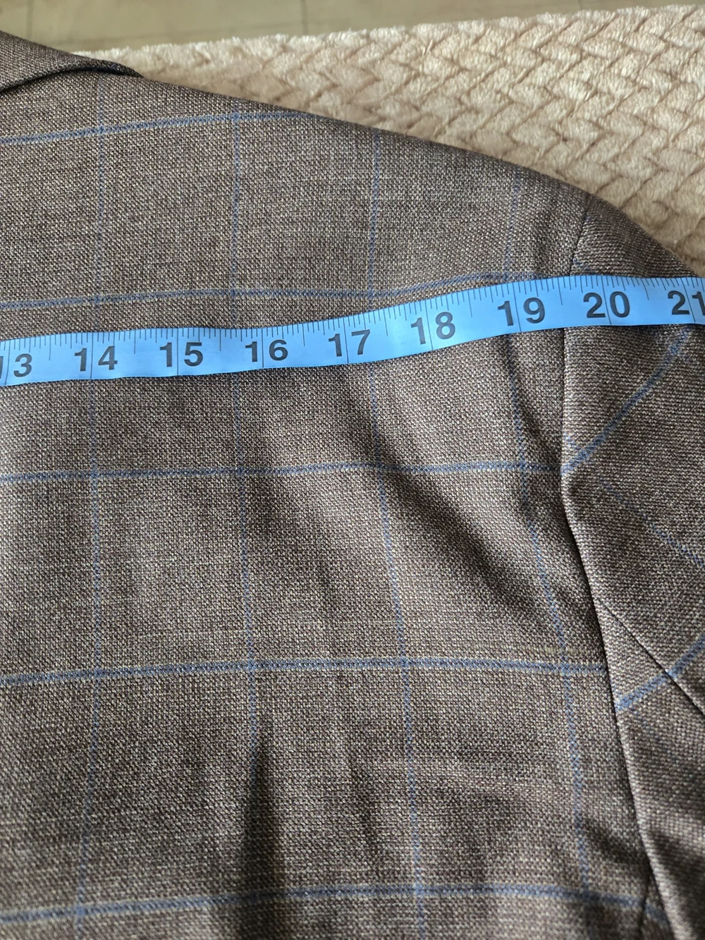 Jos. A. Bank 1905 Brown Blue Windowpane Wool Sport Coat Blazer 48L Tailored Fit
